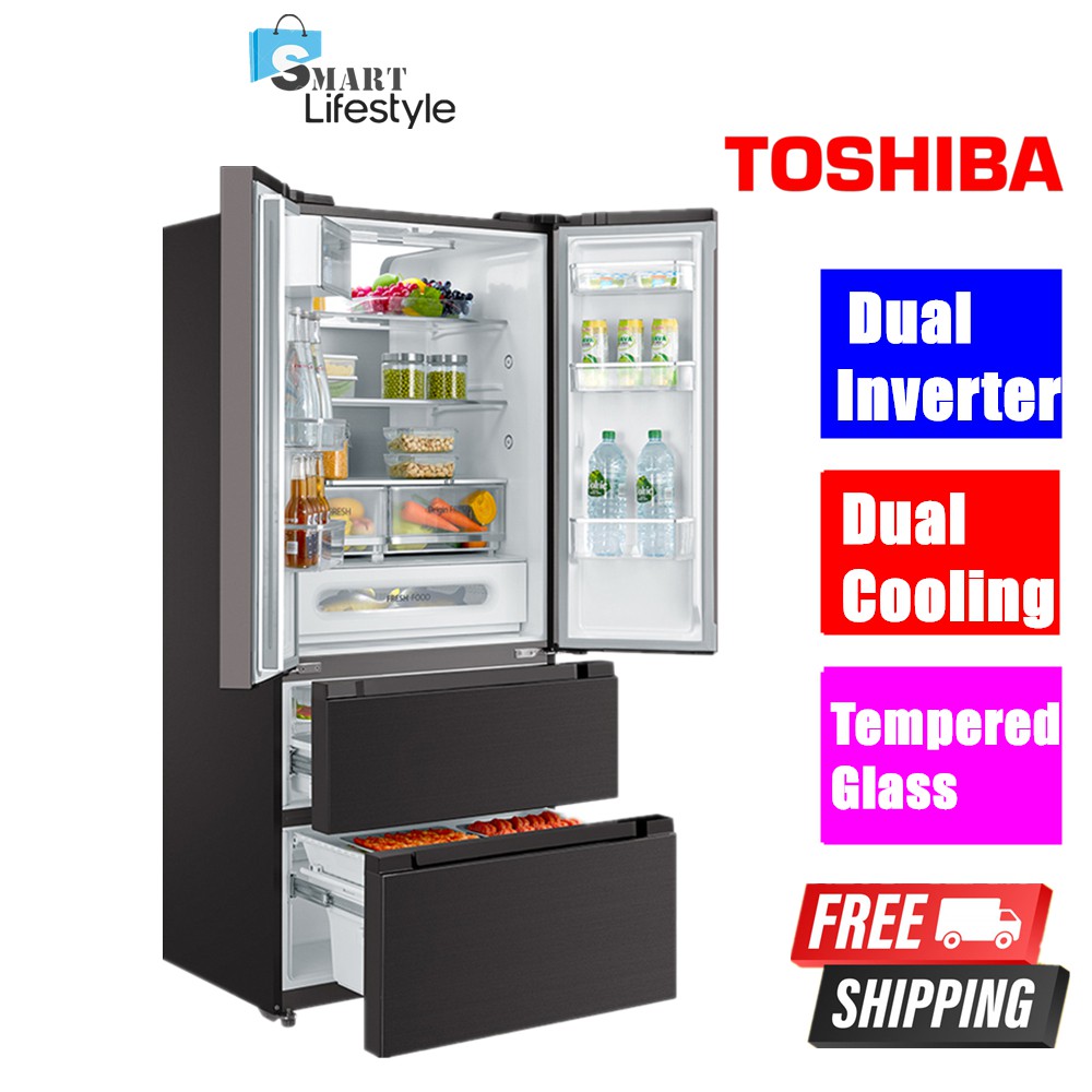 Toshiba French Door Duai Inverter Refrigerator/Fridge (582L) GRRF532WE