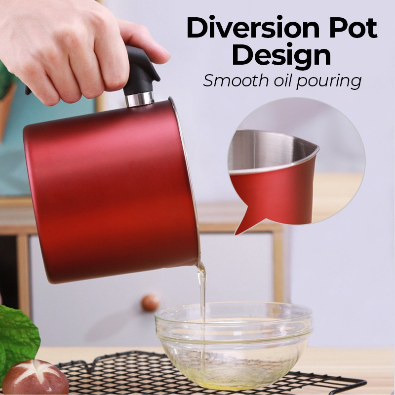 Oil Filter Pot Bekas Penapis Minyak Masak Oil Dispenser Strainer Stainless Steel Cooking Oil