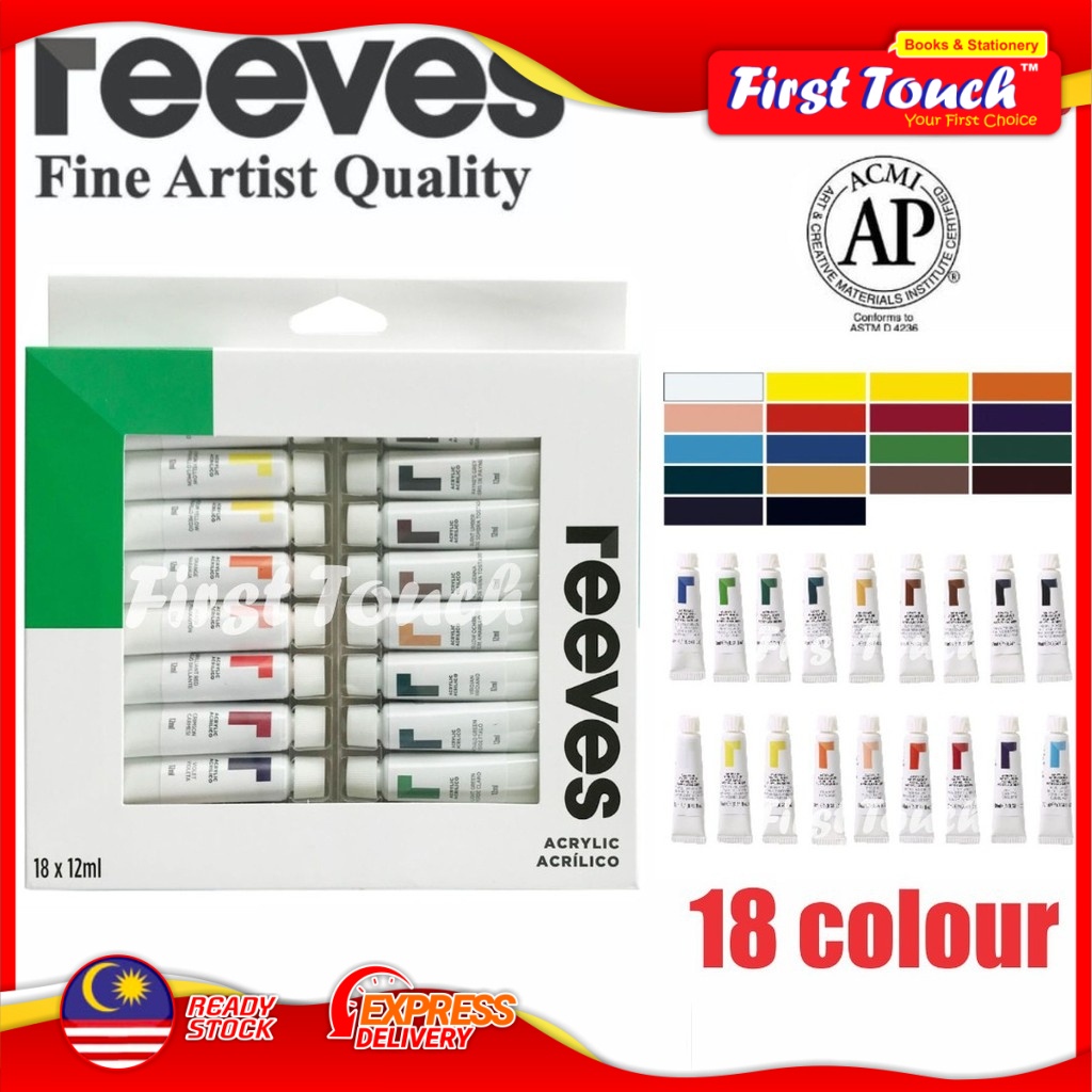 REEVES Artist Acrylic Colour Paint Set 18 colours / 12ml Shopee Malaysia