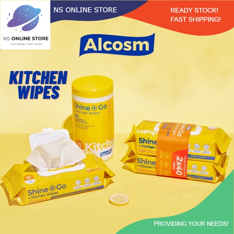 ALCOSM Multipurpose Kitchen Wet Wipes AntiBacterial Sanitizing Dapur