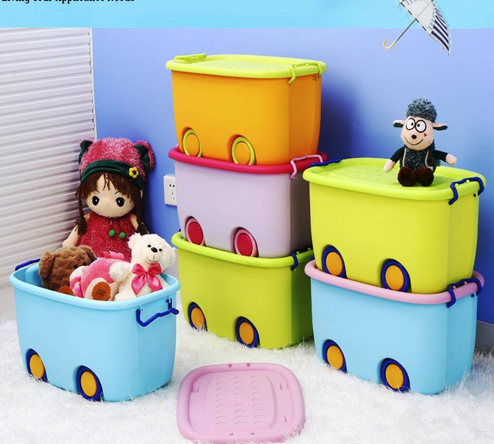 Multipurpose Plastic Toy Storage Box Wheel L XL Box Container Organizer Rak Simpan Game