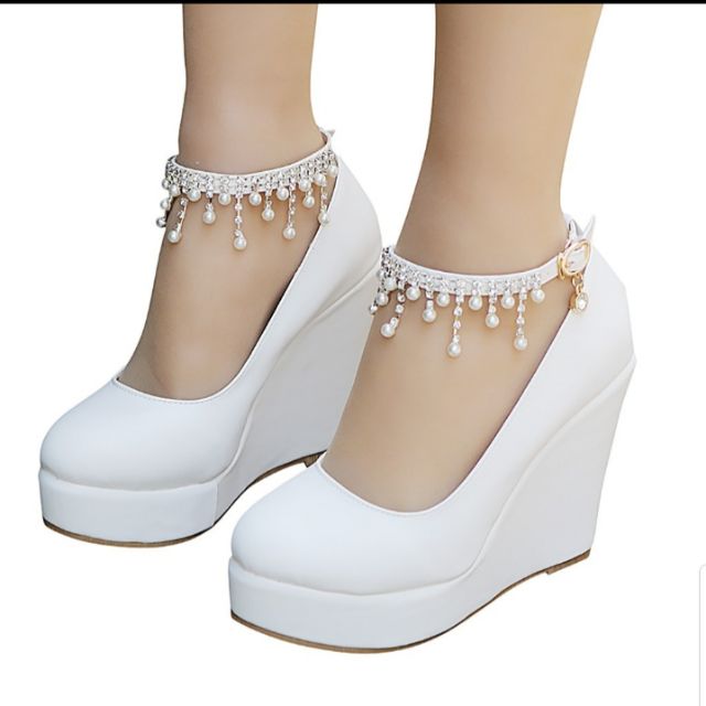 [KASUT KAHWIN] [WEDDING SHOES] White Wedges Shopee Malaysia