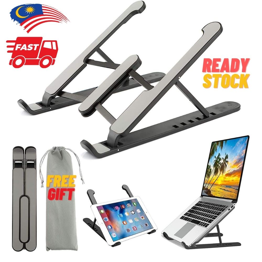 Ready Stock Adjustable Laptop Stand Holder Foldable ABS Laptop Stand