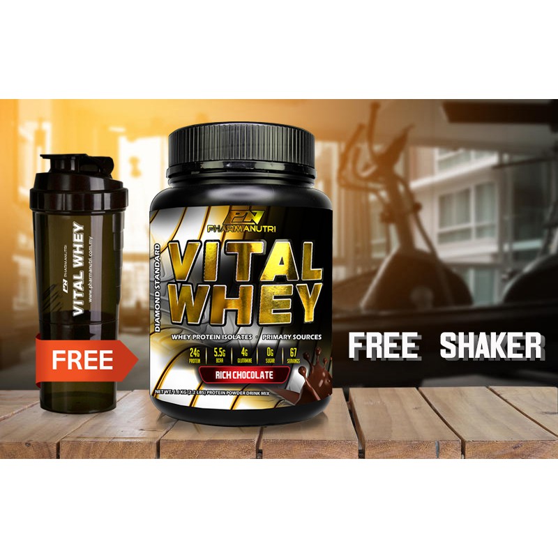 Vital Whey Halal 1Kg Whey Isolate with 24G Protein 33 Ser Choc [Free