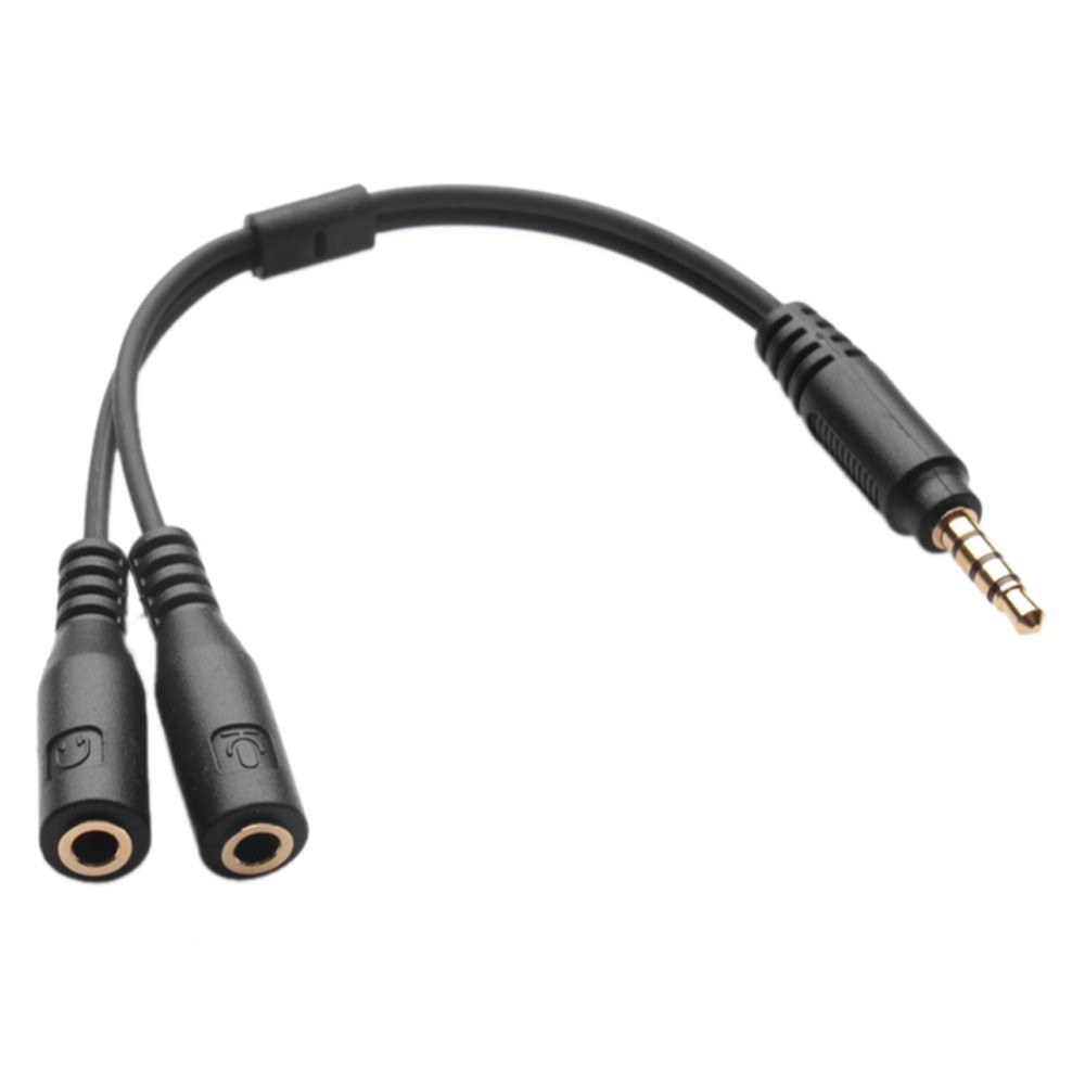 3.5mm Stereo Audio Male to 2 Female Headphone Mic Y Splitter Cable