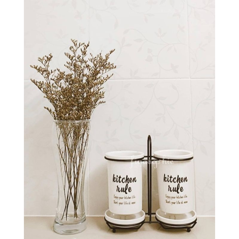 Nordic Gold and Black Ceramic Cutlery utensil chopstick holder kitchen