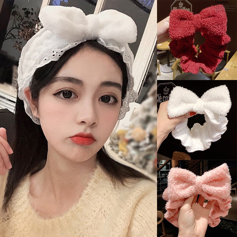 Korean Face Wash Headband Cute Tie Hair Headdress Bow Knot Headband Shopee Malaysia