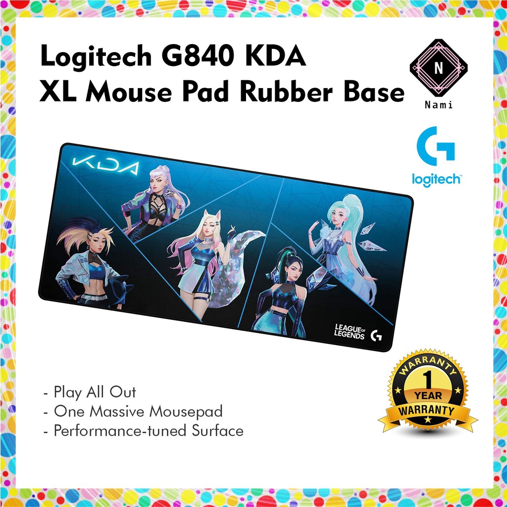 Logitech G840 KDA XL Mouse Pad 3mm Thin Stable Rubber Base League of