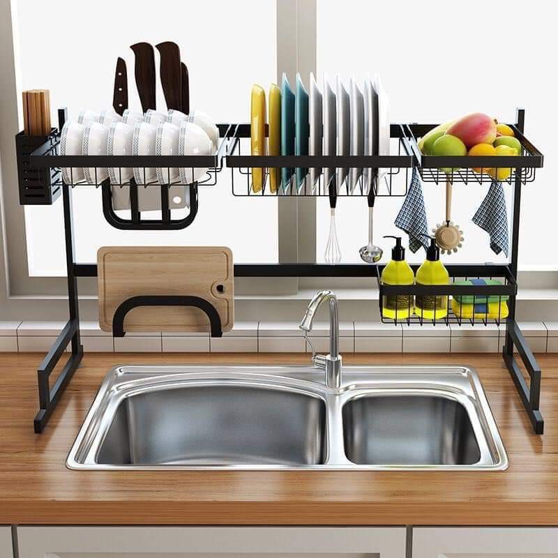 Stainless Steel Dish Rack Drainer Sink Dish Rack Rak Pinggan Mangkuk