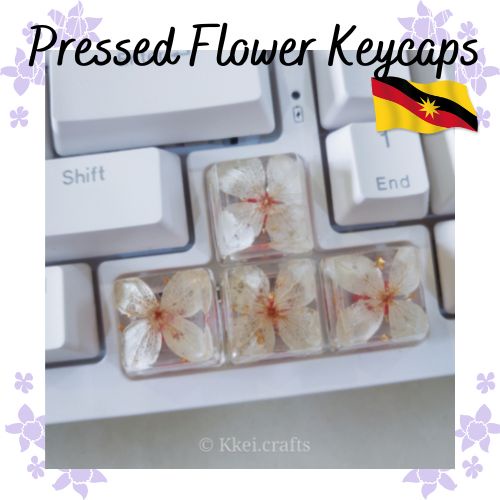 Kkei Pressed White Flower Resin Keycaps for Cherry MX Switches, Resin