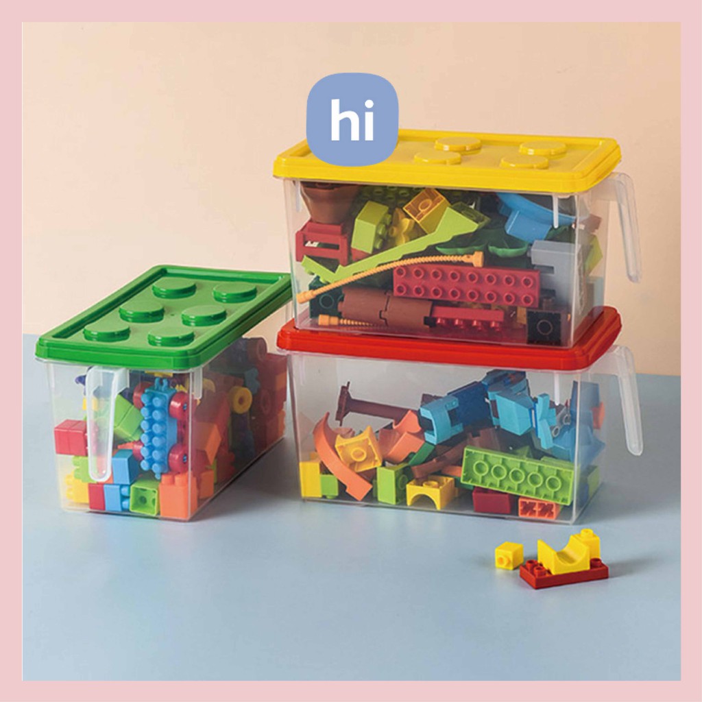 HI HOMES Transparent Toy Storage Box with Cover Stackable Lego Bricks