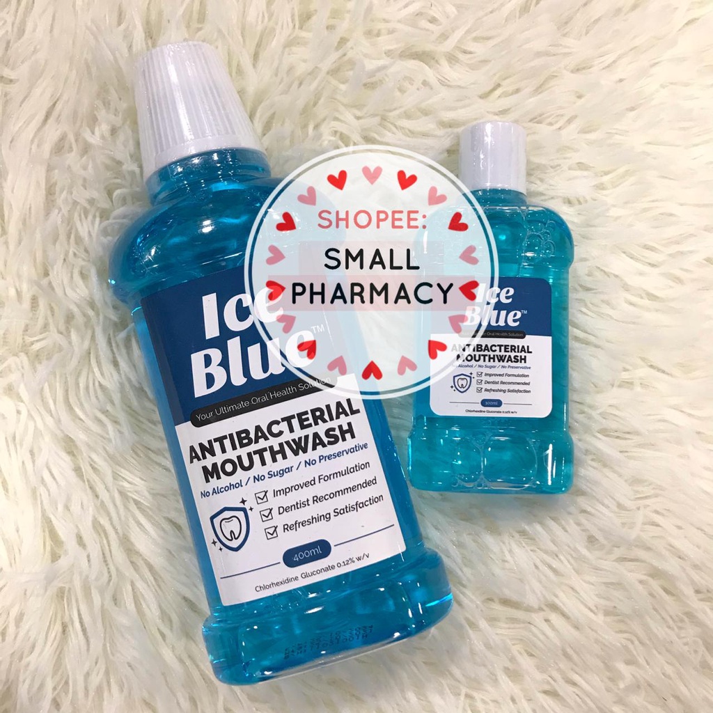 Ice Blue antibacterial mouth wash gargle 100ml / 400ml ( chlorhexidine ) sore throat