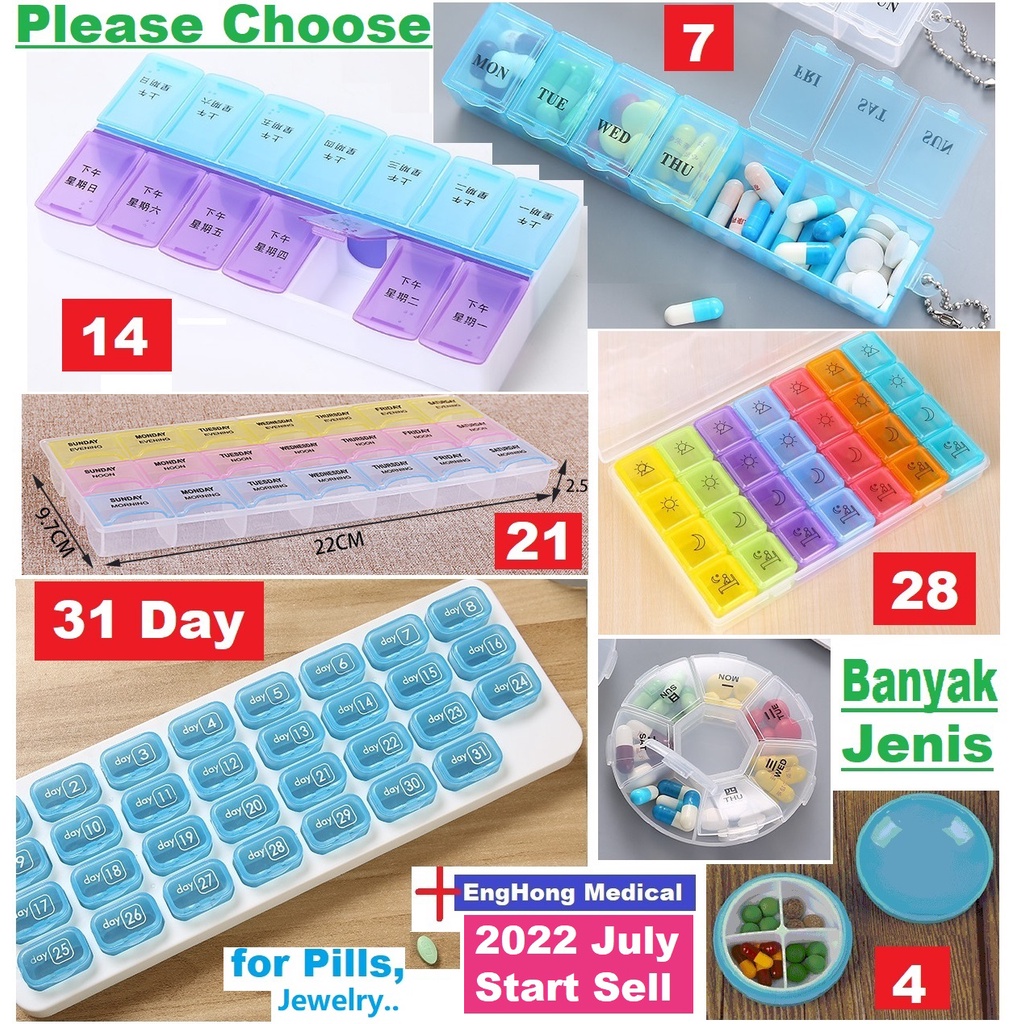 EngHong Pill Box, 7day Pill Box, 7days Pill Medicina Case, 31day