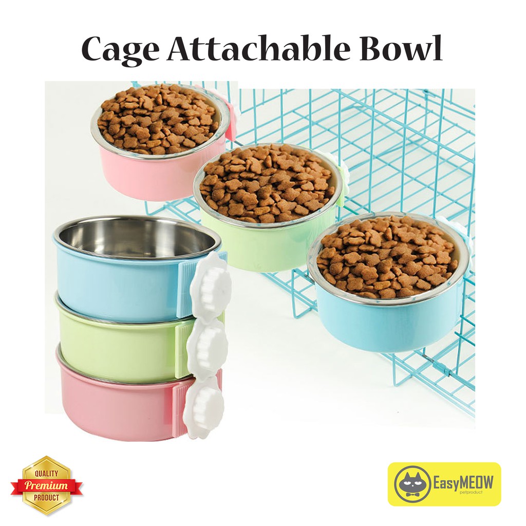 Pet Cage Hanging Stainless Steel Food Water Bowl / Cage Attach Bowl