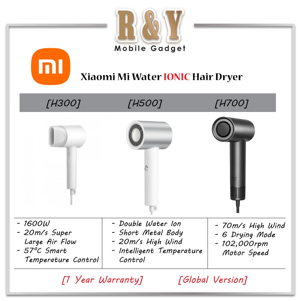 Xiaomi Mi Mijia Hair Dryer Water Ion Ionic H700 H500 H300 1 Year