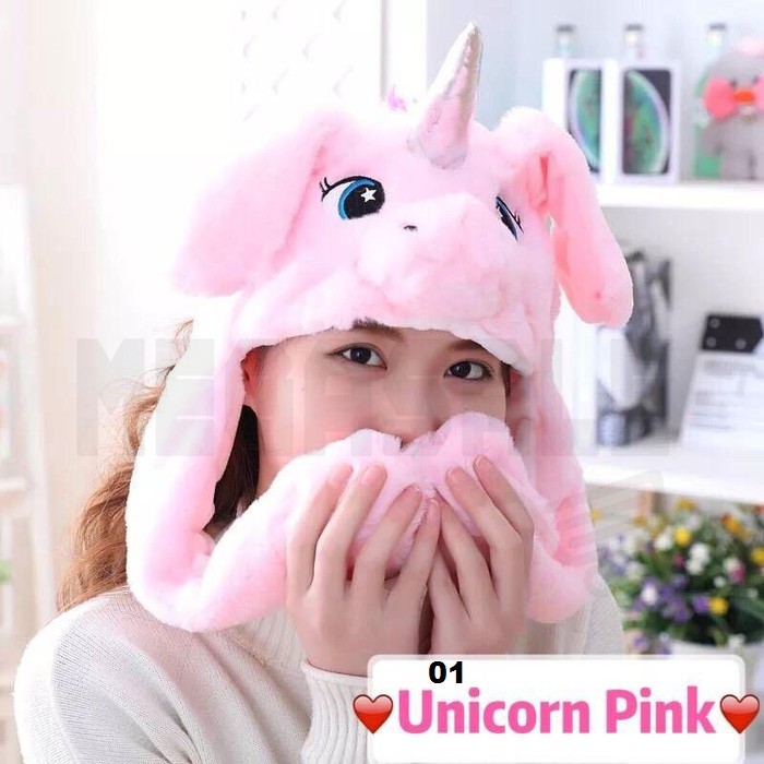 Unicorn Rabbit Hat with Moving Ears Bunny Hat Ears Plush