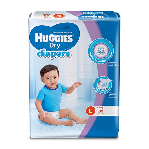 Huggies Dry Tape Diapers (Silver) (S84, M72, L60, XL48, XXL40) (Whoopee