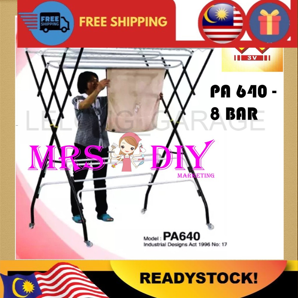 Ampaian Baju/ 3V PA 640 8+4 BAR SUPER HANGER OUTDOOR 3V Clothes