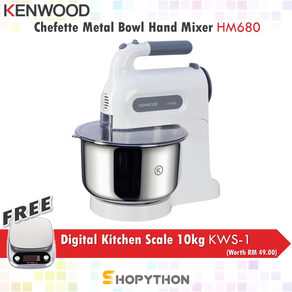 KENWOOD Chefette Metal Bowl Hand Mixer HM680 (3.0L)(350W) 5 Speeds