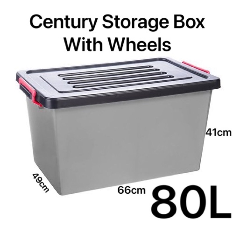 CENTURY 80L Storage Box With Wheel 7999BC / Multipurpose Storage Box / Bekas Simpanan Shopee