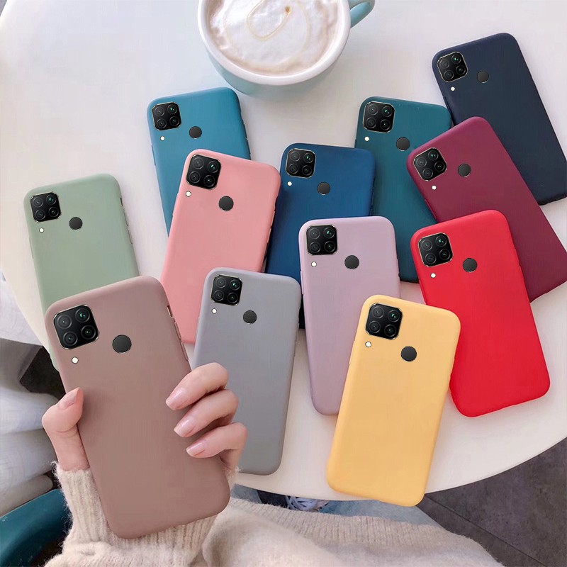 Realme C15 C12 Case Candy Color Silicone Soft Cover Phone Case Realme