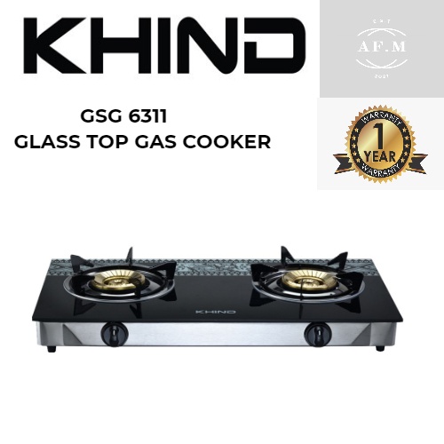 Khind Glass Top Gas Cooker GCG6311/ 2 Gas Burner/1 Year Warranty