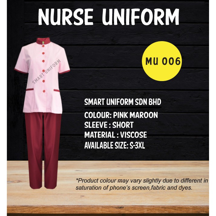 Nursing Uniform ( Pink Maroon ) Smart Uniform Shopee Malaysia