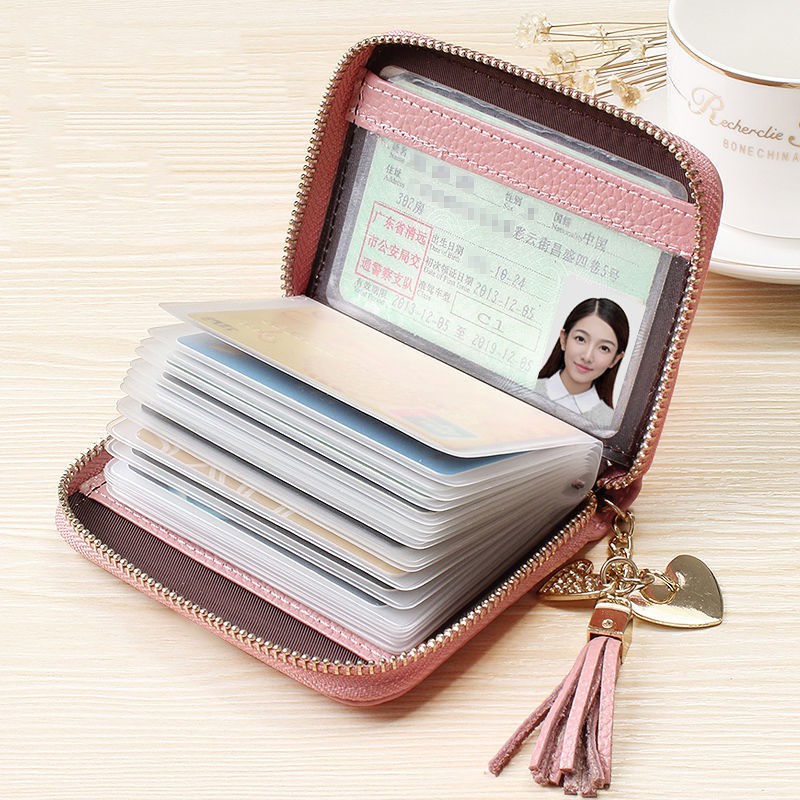 Women's Korean Cute Mini Multicard Business Card Holder Zipper Card