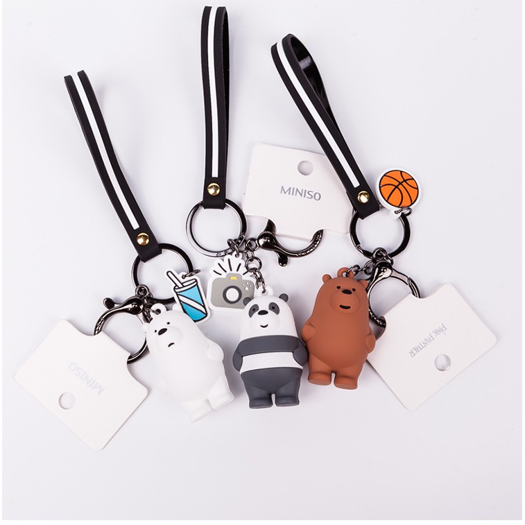 MINISO We Bare Bears Keychain Panda Grizzly Ice Bear Shopee Malaysia