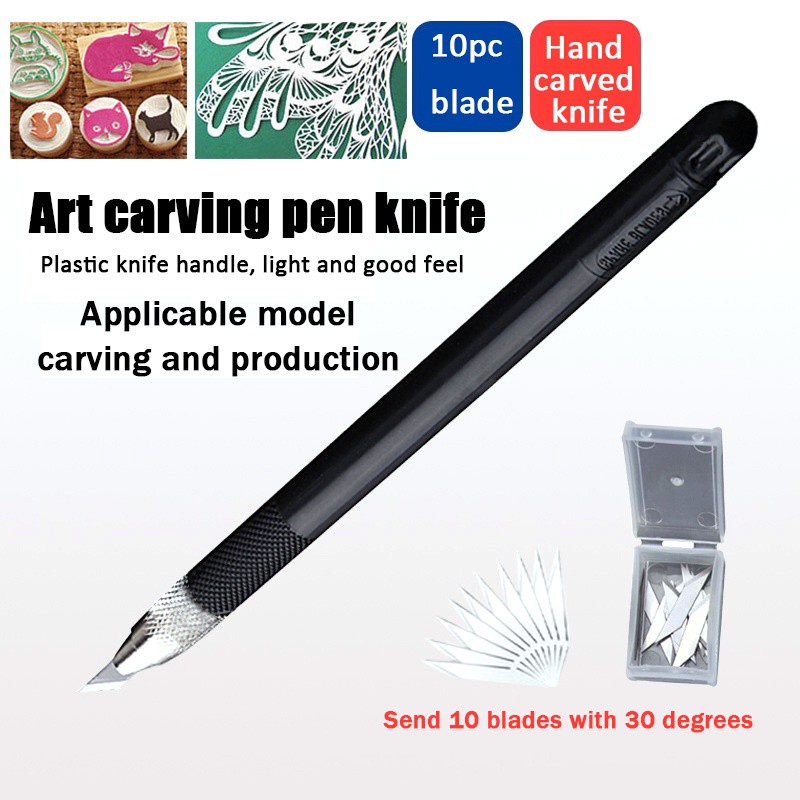 11pcs/set Wood Paper Cutter Pen Knife Scalpel Steel Blades Engraving