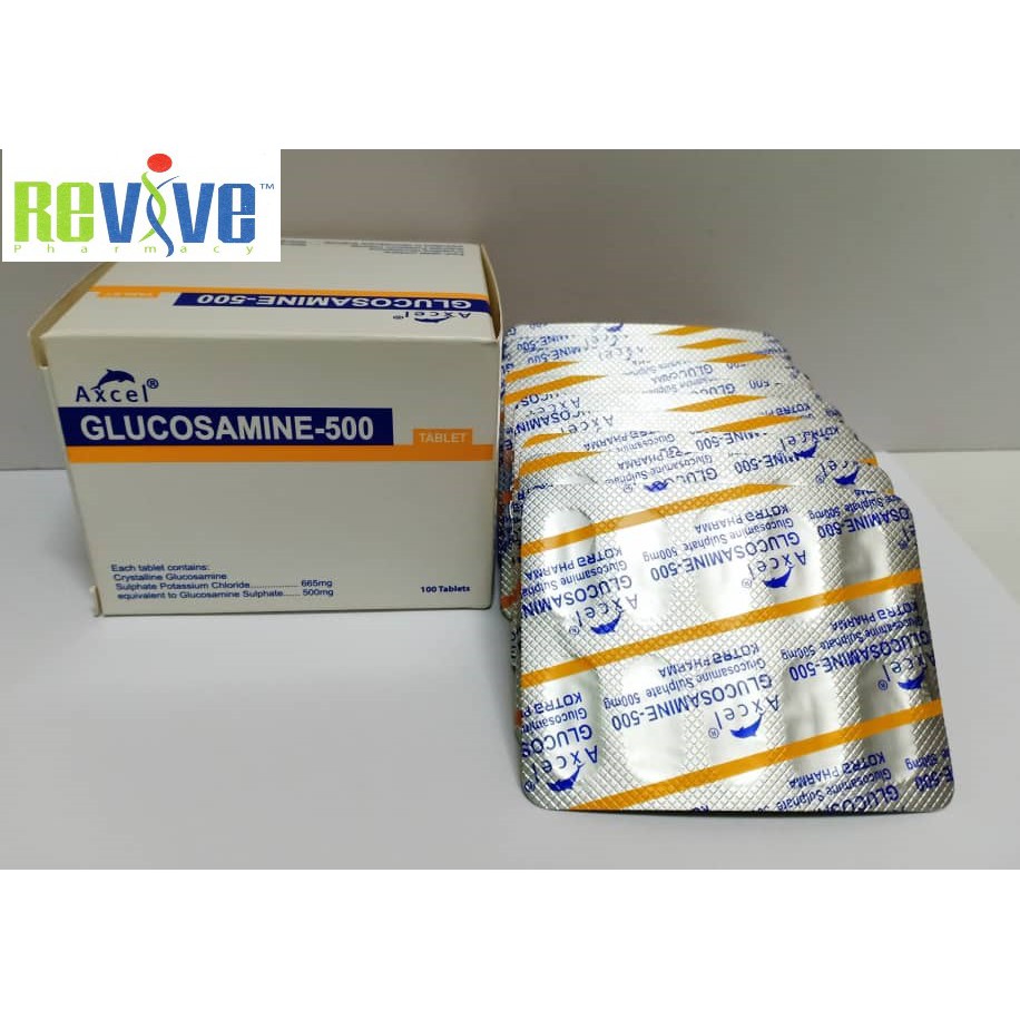 Axcel Glucosamine500 for joint and Knee pain (100 tablets). Expiry