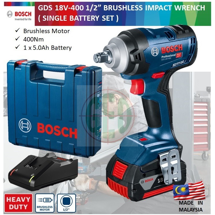 Bosch 18V GDS 18V400 Brushless 1/2" High Torque Impact Wrench 400NM