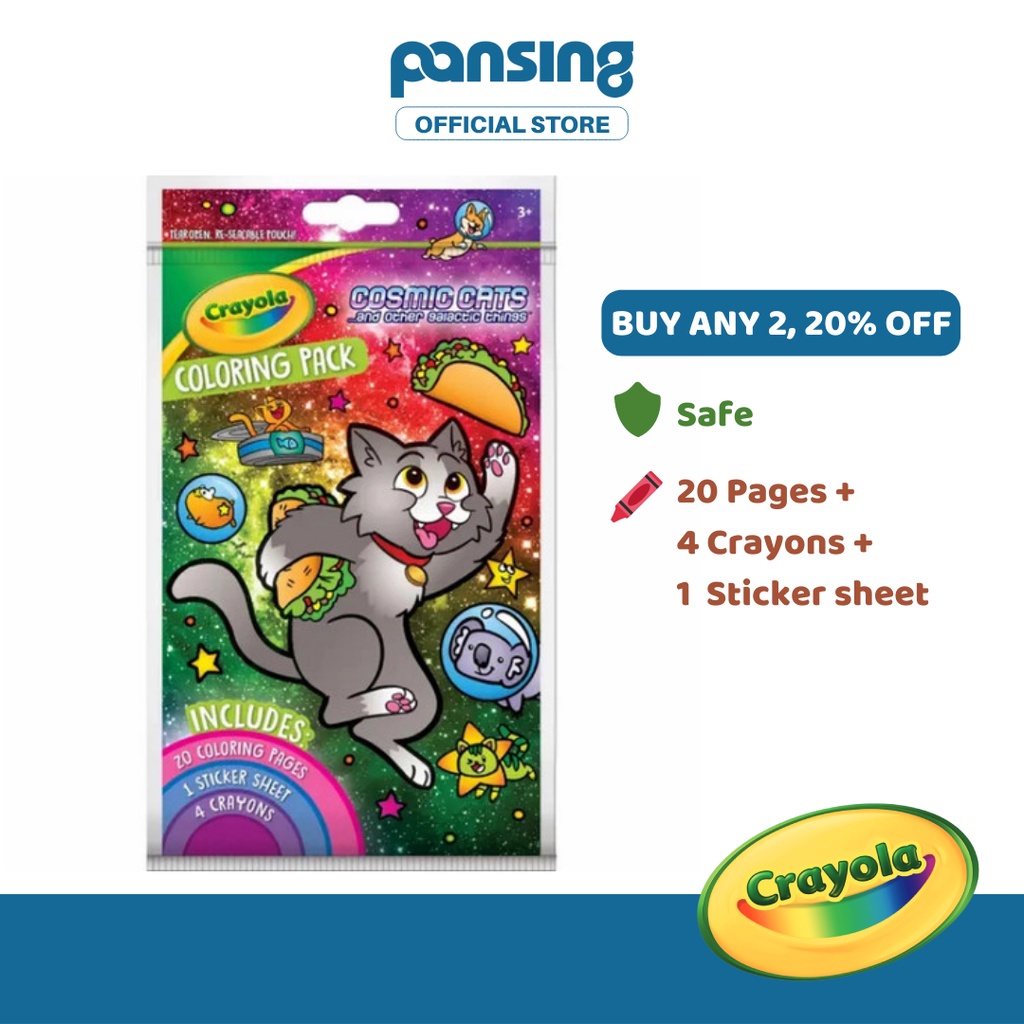 Crayola Coloring Book With Stickers Cosmic Cats Shopee Malaysia