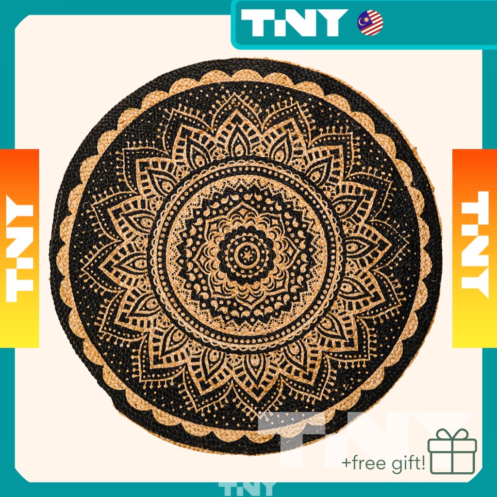 Natural Jute Mat Jute Rug Mandala Floor Mat Nordic Minimalist Neutral