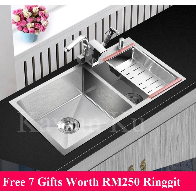 [Buy 1 FREE 7] Silver Kitchen Sink Stainless Steel Seamless Welding
