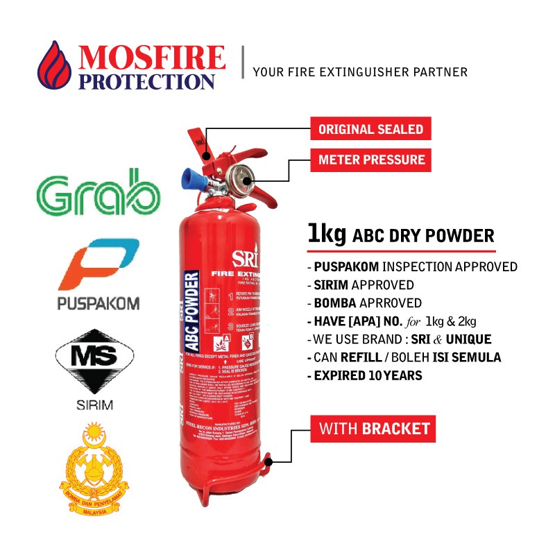 [READY STOCK] FIRE EXTINGUISHER / PEMADAM API 600g / 1kg / 2kg [Brand