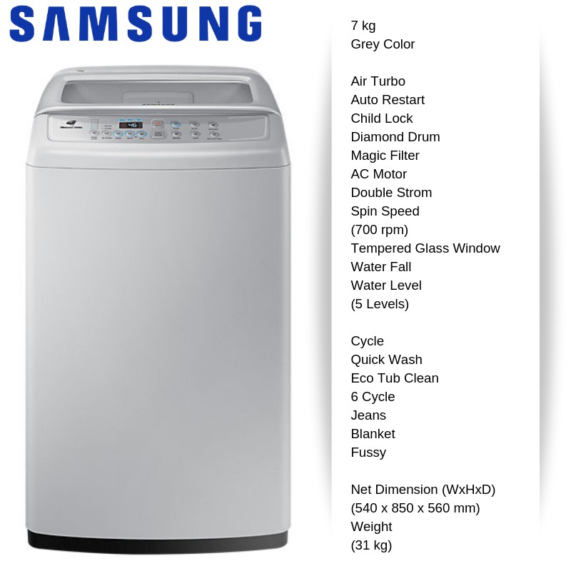 Samsung Washing Machine WA70H4000SG 7KG TOP LOAD WASHER Shopee Malaysia