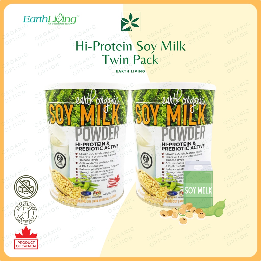 EARTH LIVING Organic High Protein Soy Milk ( 750gm) x2 Value Pack