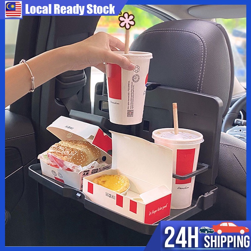 【Ready Stock】Foldable Car Food Tray Cup Holder Car Dining Tray Back