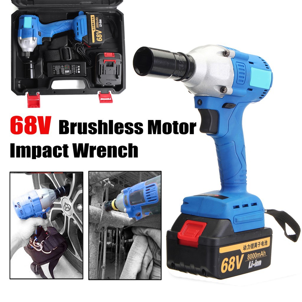 68V Car Electric Impact Wrench Tool Lug Nut Rechargeable Battery w