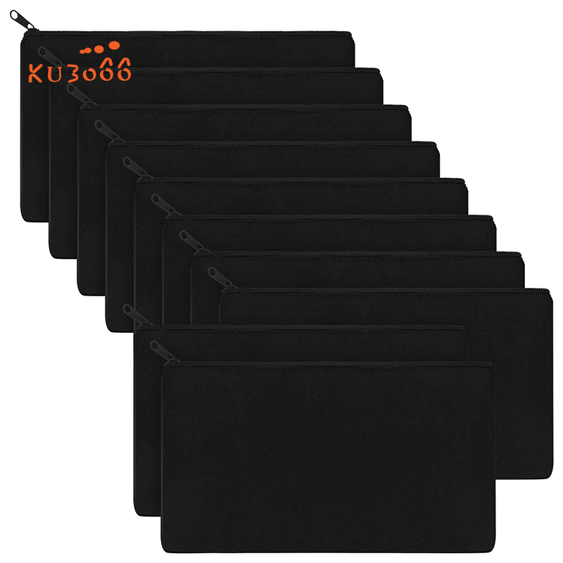 10Pcs Canvas Zipper Pouch Bags Canvas Makeup Bags Pencil Case Blank DIY