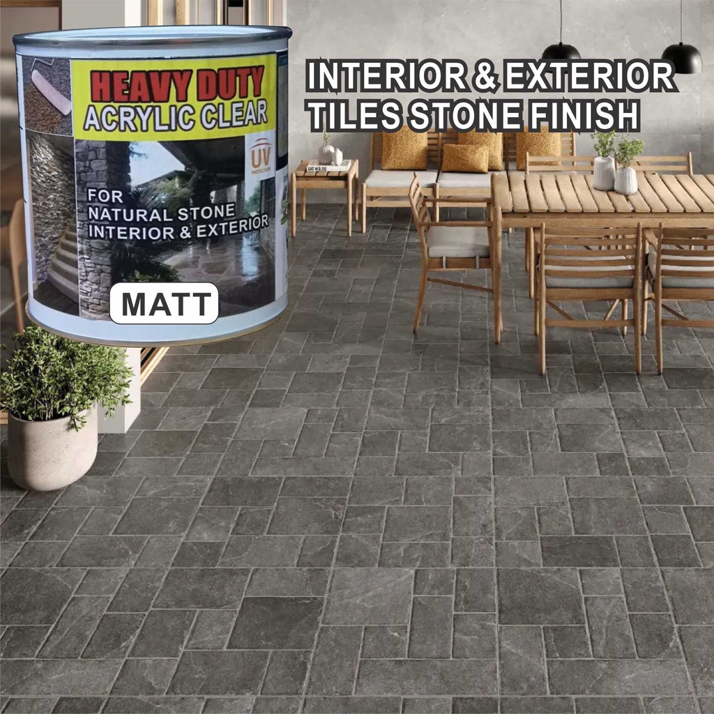 1L ACRYLIC CLEAR ( MATT ) / HEAVY DUTY / EXTERIOR & INTERIOR / STONE