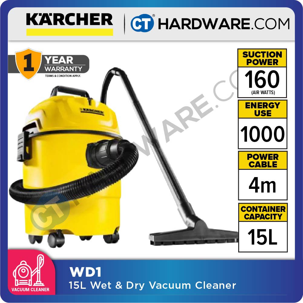 Karcher WD1 Wet & Dry Vacuum Cleaner 15L 1000W Shopee Malaysia