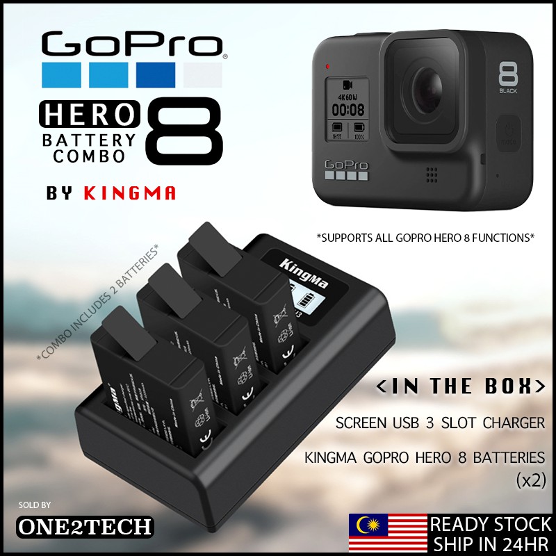 🔋Ready Stock📸 GoPro Hero 8 Battery KingMa Screen USB Charger Combo