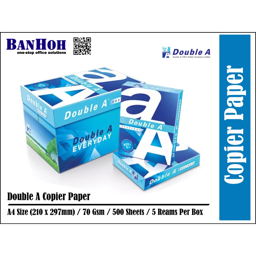 Double A A4 Paper 70Gsm Copier Paper 500's (5 Reams/Box) Shopee Malaysia