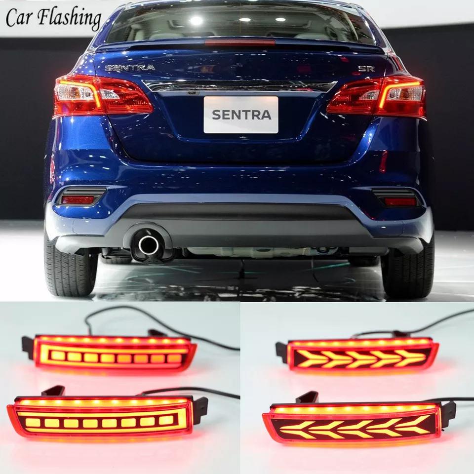 Car flashing 1pair Car LED Rear Bumper Reflector Tail Brake Light For