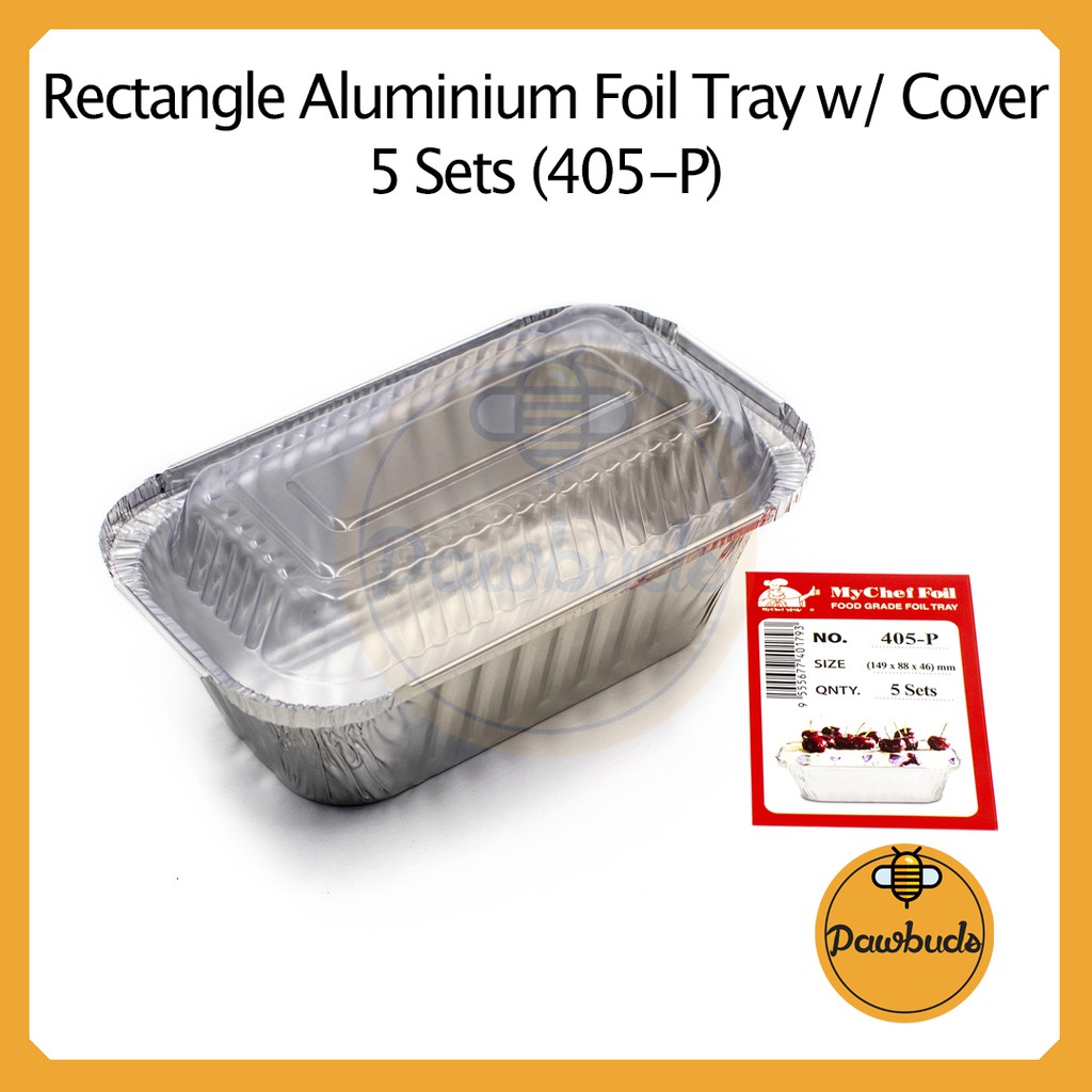 Aluminium Foil Tray With Cover M Size 5 Sets [405P] Bekas Aluminium