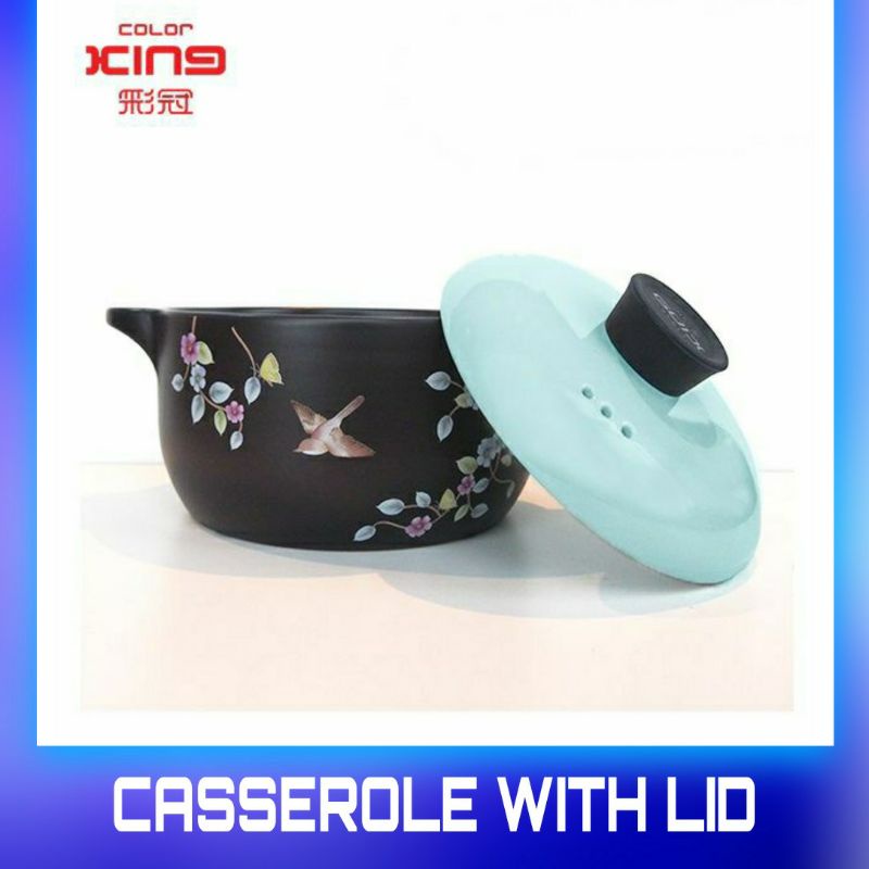 (CLEARANCE STOCK!!!) Color King Casserole Pot With Lid Ceramic Hot