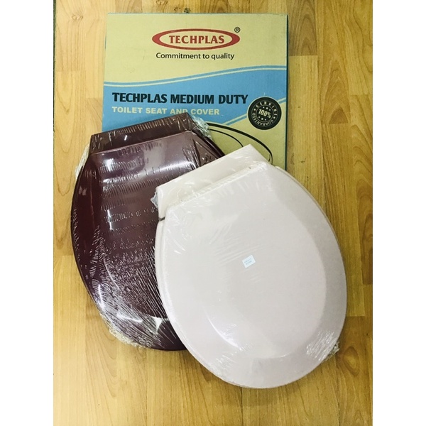 TECHPLAS DELUXE Medium Duty Toilet Seat & Cover (Burgundy / Pink