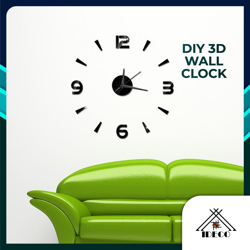 iDECO Wall Clock Large Wall Clock Watch Mirror Sticker/3D Acrylic Diy